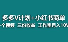 【蓝海项目】多多v计划+小红书商单 一个视频三份收益 工作室月入10w打法