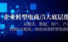 企业转型电商/5大底层逻辑，从模式 数据 用户 产品 营销5大板块，高效转型