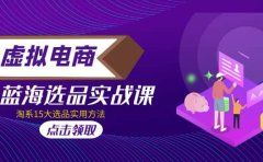 虚拟电商 · 蓝海选品实战课，淘系15大选品实用方法