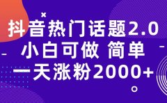 抖音热门话题玩法2.0，一天涨粉2000+（附软件+素材）