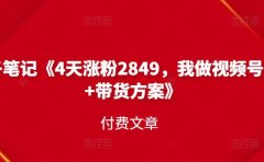 峰子笔记《4天涨粉2849，我做视频号引流+带货方案》付费文章