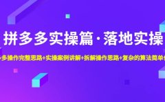 拼多多实操篇·落地实操 完整思路+实操案例+拆解操作思路+复杂的算法简单化