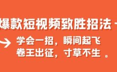 爆款短视频致胜招法,学会一招,瞬间起飞,卷王出征,寸草不生