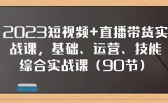 2023短视频+直播带货实战课,基础、运营、技能综合实操课(90节)
