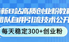 最新B站高质创业粉教程，团队自用引流技术公开