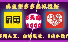 咸鱼拼多多虚拟拉新,不用人工,自动发货,0成本操作,8天赚1000