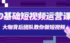 0基础短视频运营课：大咖背后团队教你做短视频（28节课时）