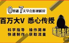 影视解说7天速成法：百万大V 悉心传授，快速制做 获取流量