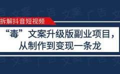 拆解抖音短视频:“毒”文案升级版副业项目,从制作到变现(教程+素材)