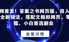 全网首发!答案之书网页版,目入2K,全新玩法,搭配文档和网页,零门槛、小白首选副业【揭秘】