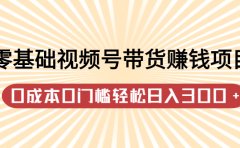零基础视频号带货赚钱项目，0成本0门槛轻松日入300+【视频教程】