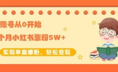 新账号从0开始3个月小红书涨粉5W+实现单篇爆粉，轻松变现（干货）