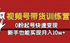 视频号带货训练营：0粉起号快速变现