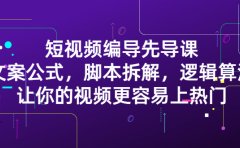 短视频编导先导课:文案公式,脚本拆解,逻辑算法,让你的视频更容易上热门
