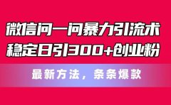 微信问一问暴力引流术，稳定日引300+创业粉，最新方法，条条爆款