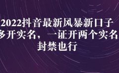 2022抖音最新风暴新口子：多开实名，一整开两个实名，封禁也行