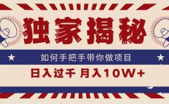独家揭秘,如何手把手带你做项目,日入上千,月入10W+