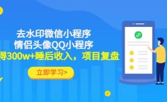 去水印微信小程序+情侣头像QQ小程序，项目复盘