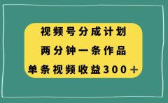 视频号分成计划,两分钟一条作品,单视频收益300+
