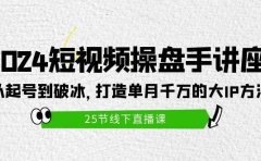 2024短视频操盘手讲座：从起号到破冰，打造单月千万的大IP方法（25节）