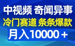 中视频奇闻异事,冷门赛道条条爆款,月入10000+