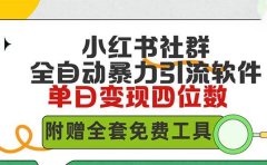 小红薯社群全自动无脑暴力截流,日引500+精准创业粉,单日稳入四位数附...