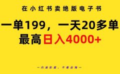 在小红书卖绝版电子书,一单199 一天最多搞20多单,最高日入4000+教程+资料