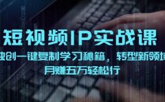 短视频 IP实战课，独创一键复制学习秘籍，转战新领域，月赚五万轻松行