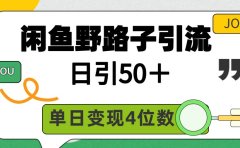 闲鱼野路子引流创业粉，日引50＋，单日变现四位数