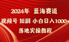 2024年蓝海赛道视频号短剧 小白日入1000+落地实操教程