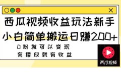 西瓜视频收益玩法,新手小白简单搬运日赚200+0粉就可以变现 有播放就有收益