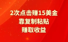 靠2次点击赚15美金,复制粘贴就能赚取收益
