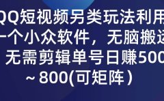 QQ短视频另类玩法,利用一个小众软件,无脑搬运,无需剪辑单号日赚500~...