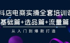 抖店电商实操全套培训课：基础篇+选品篇+流量篇，从入门到爆款打造