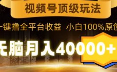 视频号顶级玩法,无脑月入40000+,一键撸全平台收益,纯小白也能100%原创