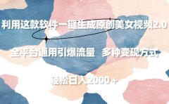 利用这款软件一键生成原创美女视频2.0 全平台通用引爆流量 轻松日入2000+