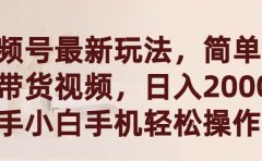 视频号最新玩法,简单搬运带货视频,日入2000+,新手小白手机轻松操作