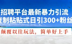 招聘平台最新暴力引流，复制粘贴式日引300+粉丝，颠覆以往垃圾玩法，简...