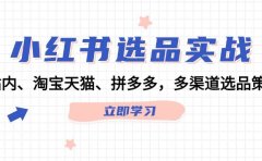小红书选品实战：站内、淘宝天猫、拼多多，多渠道选品策略