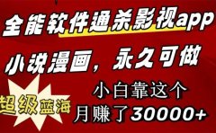 全能软件通杀影视app小说漫画,超级蓝海,小白靠这个月赚了30000+永久可玩