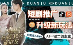 短剧推广升级新玩法,AI一键二创去重,轻松月入2w+(教程+素材)