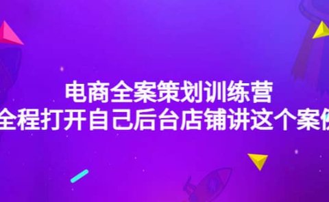 电商全案策划训练营：全程打开自己后台店铺讲这个案例（9节课时）
