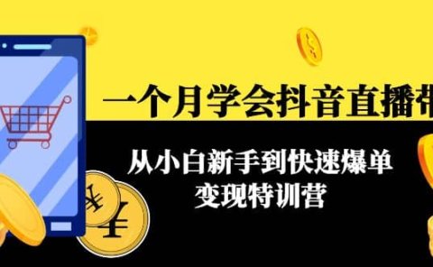 一个月学会抖音直播带货：从小白新手到快速爆单变现特训营(63节课)