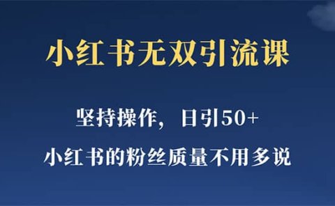 小红书无双课一天引50+女粉，不用做视频发视频，小白也很容易上手拿到结果