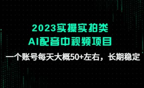 2023实操实拍类AI配音中视频项目，一个账号每天大概50+左右，长期稳定