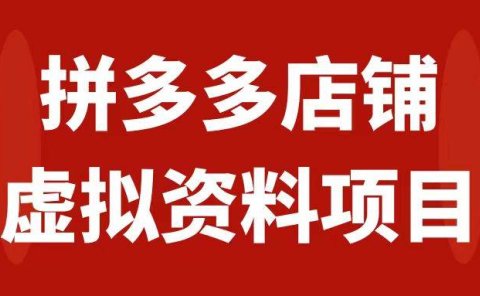 拼多多店铺虚拟项目,教科书式操作玩法,轻松月入1000+