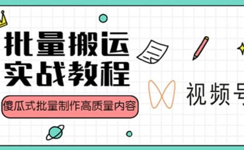 视频号批量搬运实战赚钱教程，傻瓜式批量制作高质量内容【附视频教程+PPT】