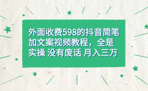 外面收费598抖音简笔加文案教程,全是实操 没有废话 月入三万(教程+资料)