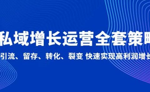 私域增长运营全套策略:引流、留存、转化、裂变 快速实现高利润增长
