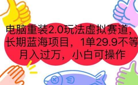 电脑重装2.0玩法虚拟赛道,长期蓝海项目 一单29.9不等 月入过万 小白可操作